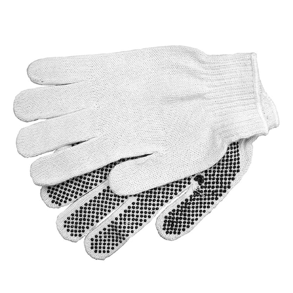 Jones Stephens White Cotton Work Gloves with Rubber Grippers, 12PK G50205 - main